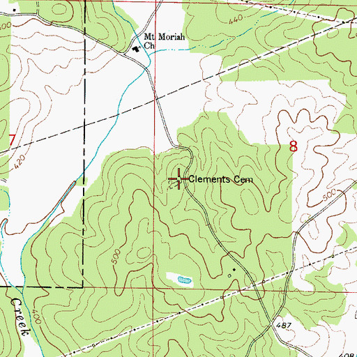 Topographic Map of Clements Cemetery, AL