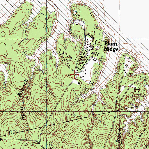 Topographic Map of Plum Ridge, TX