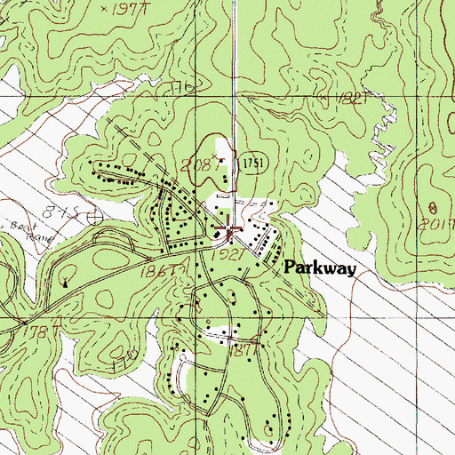 Topographic Map of Parkway, TX