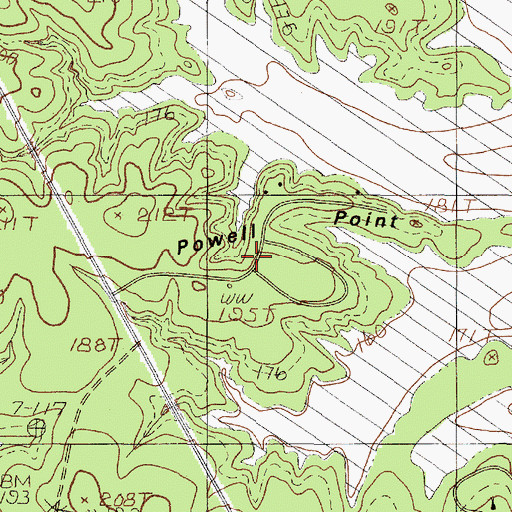 Topographic Map of Powell Point, TX