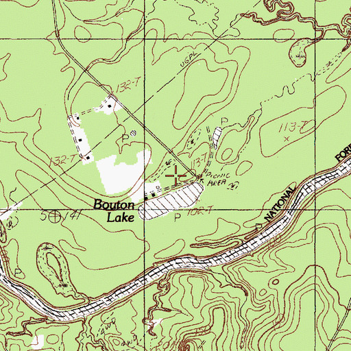 Topographic Map of Bouton Lake Recreation Site, TX
