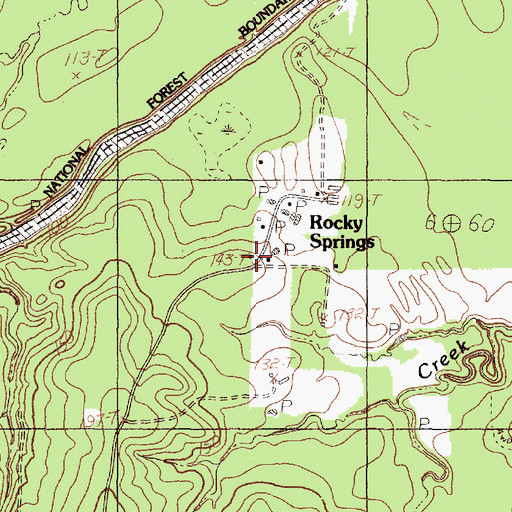 Topographic Map of Rocky Springs, TX