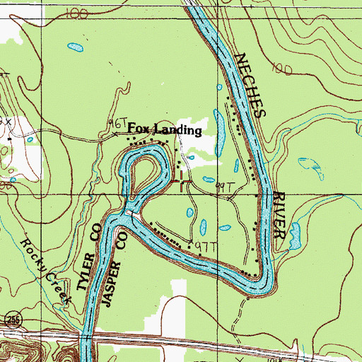 Topographic Map of Fox Landing, TX