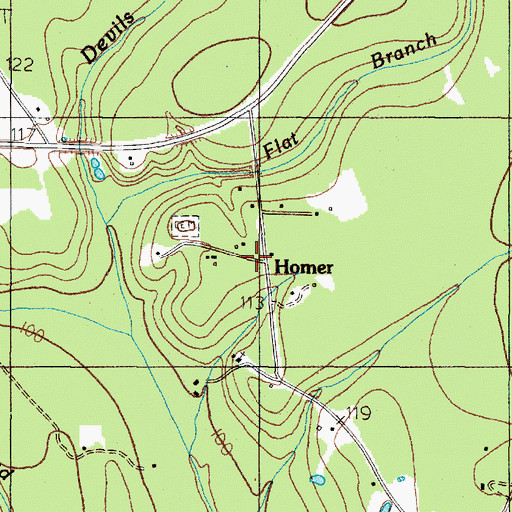 Topographic Map of Homer, TX