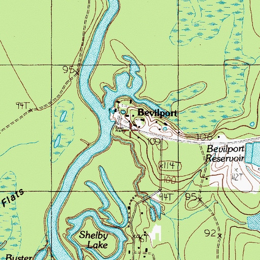 Topographic Map of Bevilport, TX