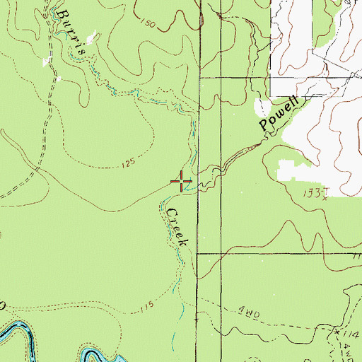 Topographic Map of Powell Branch, TX
