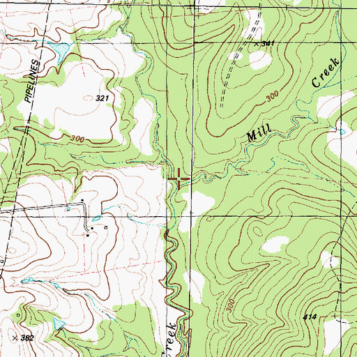 Topographic Map of Mill Creek, TX