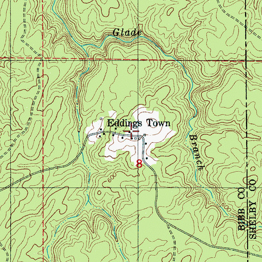 Topographic Map of Eddings Town, AL