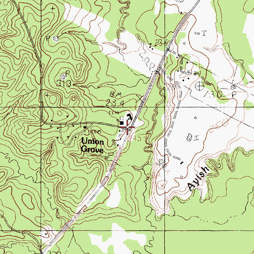 Topographic Map of Union Grave, TX