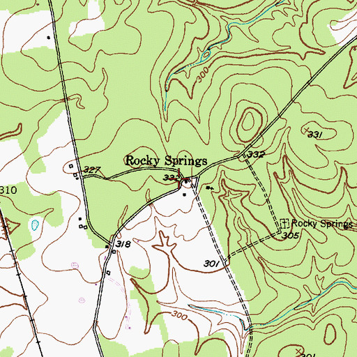 Topographic Map of Rocky Springs, TX