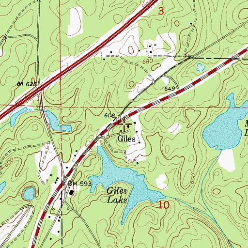 Topographic Map of Giles Lake, AL