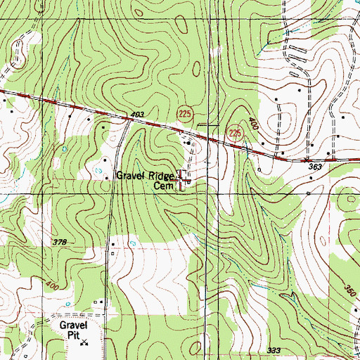 Topographic Map of Gravel Ridge Cemetery, TX