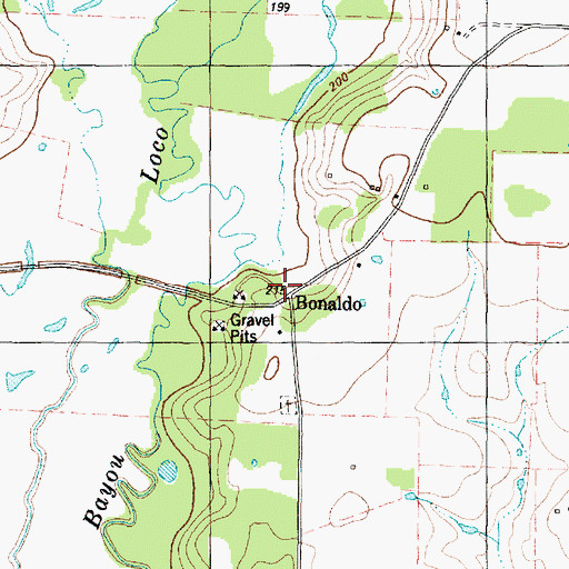 Topographic Map of Bonaldo, TX