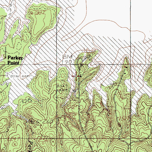 Topographic Map of Sandy Creek Recreation Site, TX