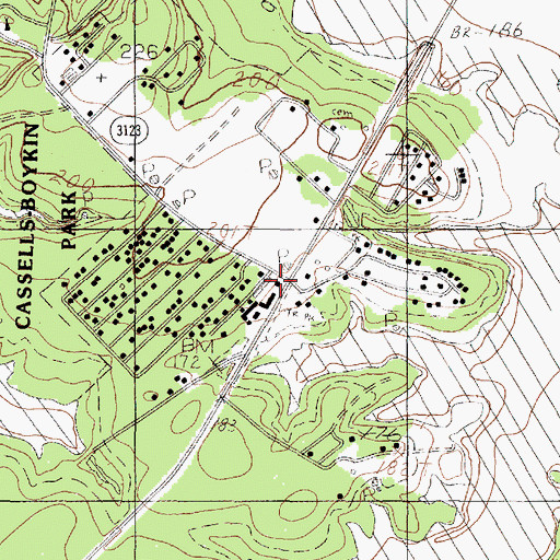 Topographic Map of Cassells-Boykin Park, TX