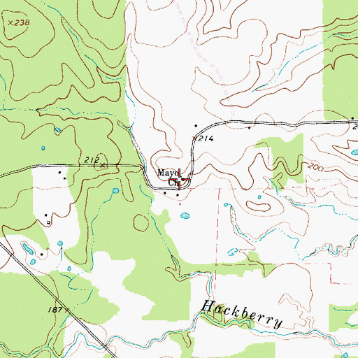 Topographic Map of Mayo Church, TX