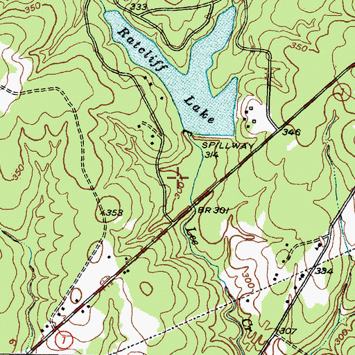 Topographic Map of Ratcliff Lake Recreation Site, TX