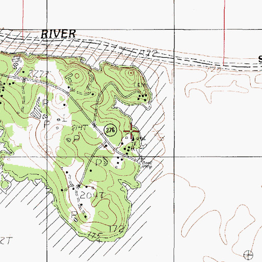 Topographic Map of Braggs Church, TX