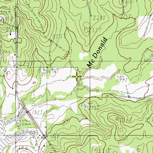 Topographic Map of Prairie Creek, TX