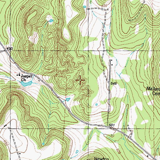 Topographic Map of Anderson County, TX