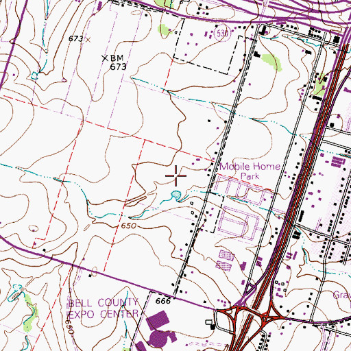 Topographic Map of Bell County, TX
