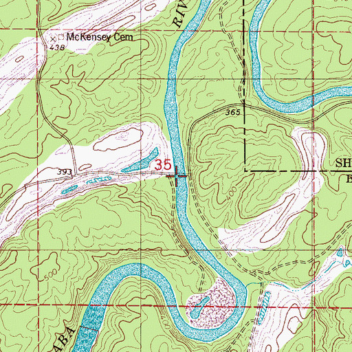 Topographic Map of Locke Ford, AL