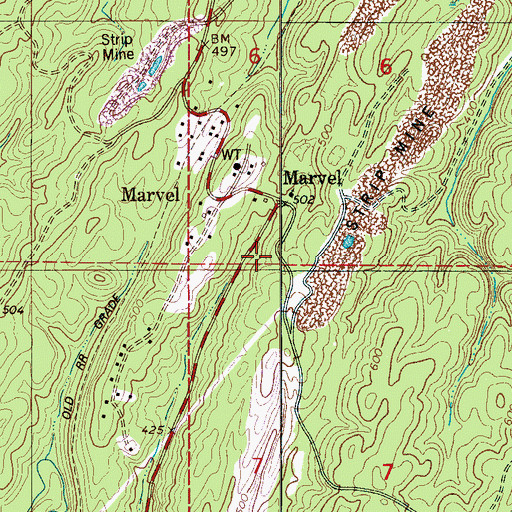 Topographic Map of Marvel Church, AL