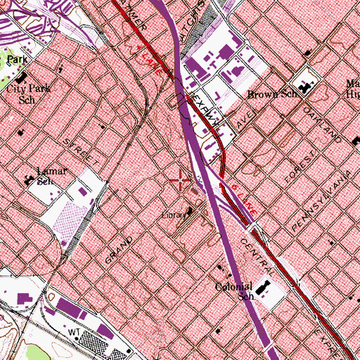 Topographic Map of Dallas County, TX