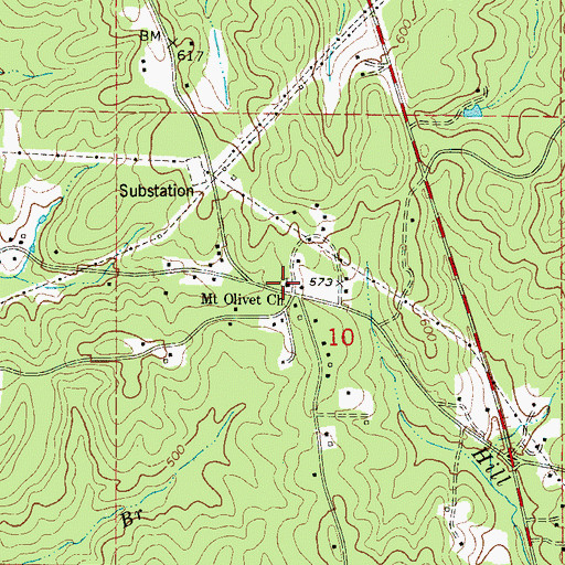 Topographic Map of Mount Olive Baptist Church, AL