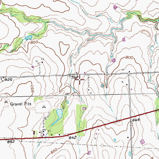 Topographic Map of Grayson County, TX