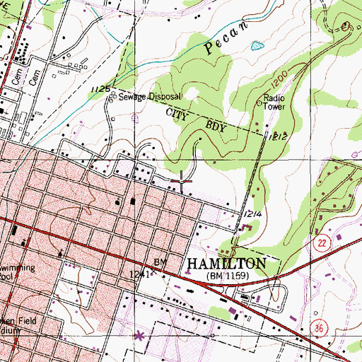 Topographic Map of Hamilton County, TX