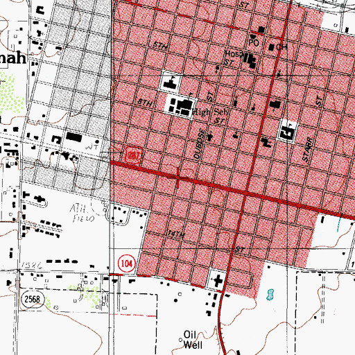 Topographic Map of Hardeman County, TX