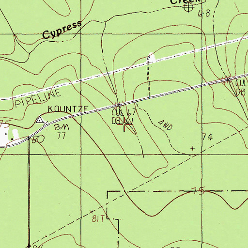 Topographic Map of Hardin County, TX