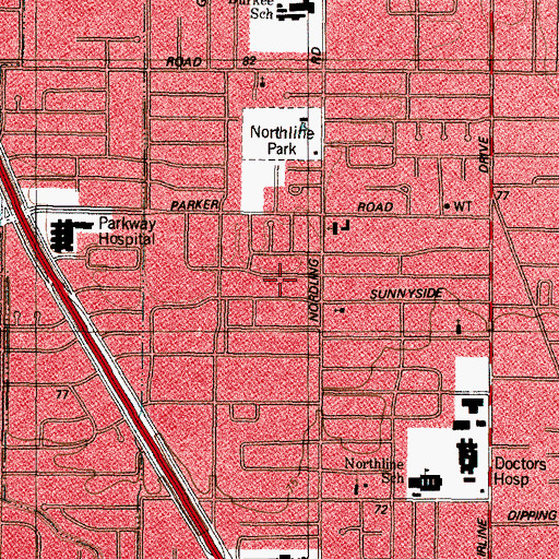 Topographic Map of Harris County, TX