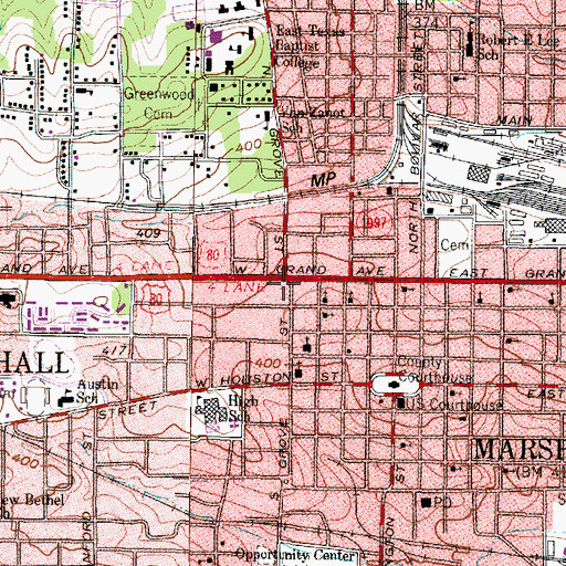 Topographic Map of Harrison County, TX