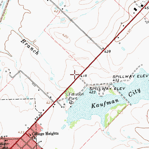 Topographic Map of Kaufman County, TX