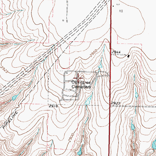 Topographic Map of Ochiltree County, TX