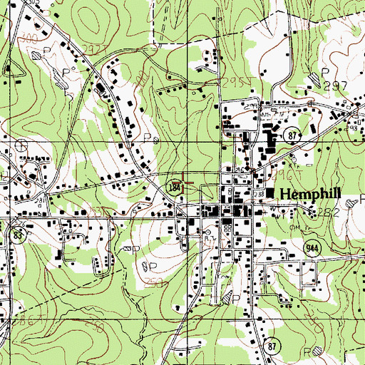 Topographic Map of Sabine County, TX
