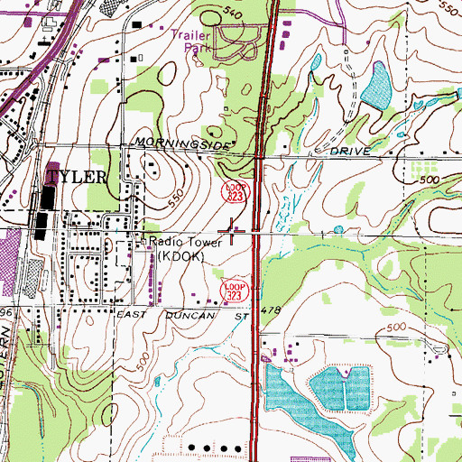 Topographic Map of Smith County, TX