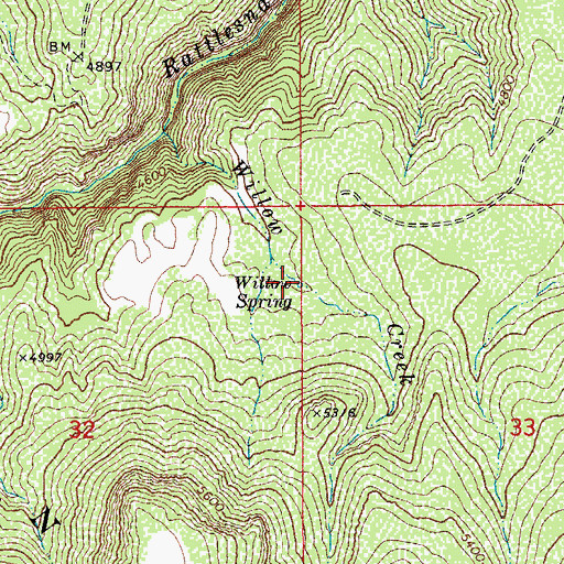 Topographic Map of Willow Spring, AZ