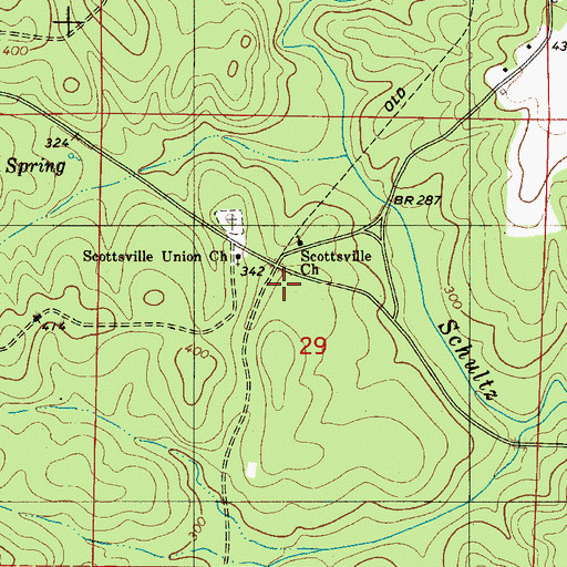 Topographic Map of Scottsville, AL