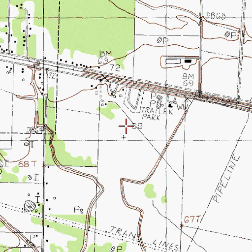 Topographic Map of Darrell Airport (historical), TX