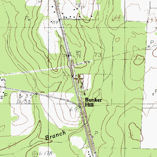 Topographic Map of Bunker Hill Station, TX