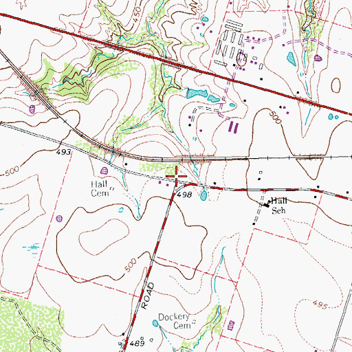 Topographic Map of Ad Hall (historical), TX