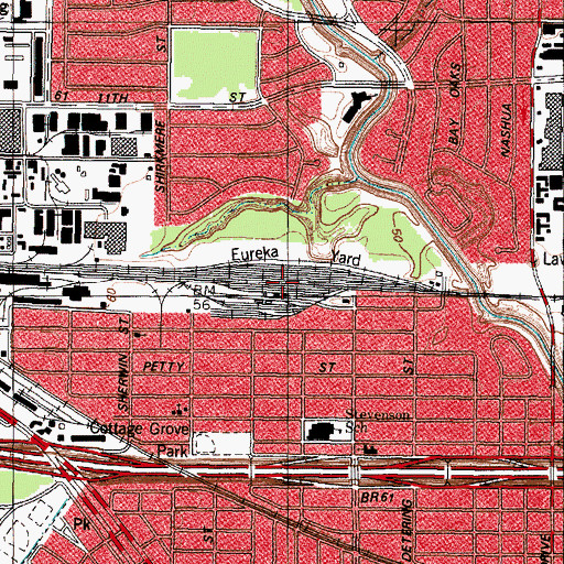 Topographic Map of Eureka Yard, TX