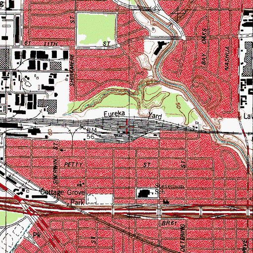 Topographic Map of Eureka Yard, TX
