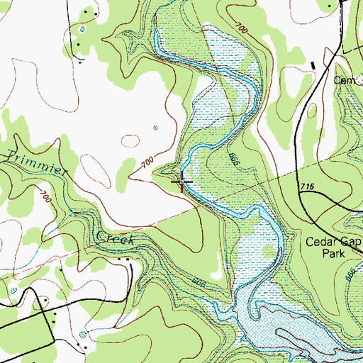 Topographic Map of Trimmier Creek, TX