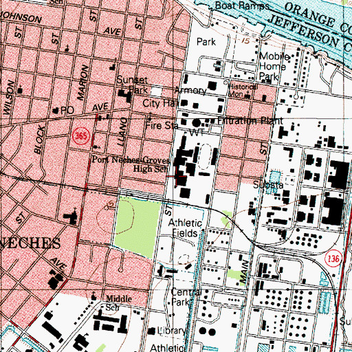 Topographic Map of Port Neches-Groves High School, TX