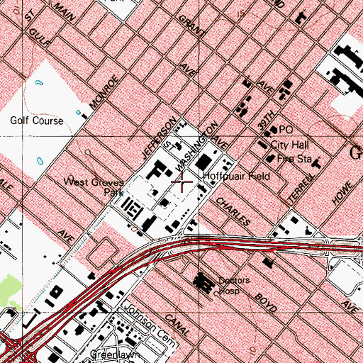 Topographic Map of Hoffpuair Field, TX
