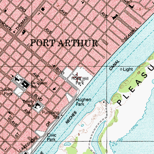 Topographic Map of Rose Hill Park, TX